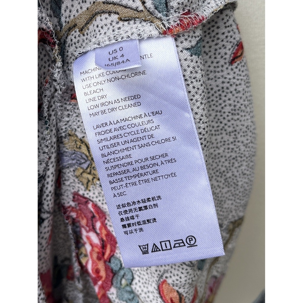 Maeve Anthropologie Janie Flounce Hem Button Up Polka Dot Floral Blouse Size 0 - Picture 10 of 11